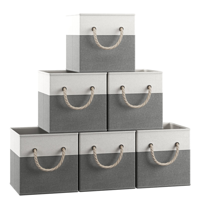 Boîte en tissu pliable et pliable, Blanc/gris