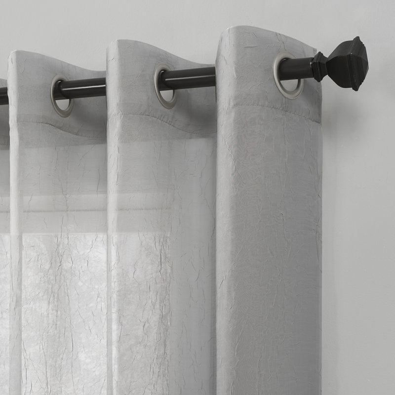 Ciaran Crushed Sheer Voile Grommet Curtain Panel, 51" W x 95" L, Silver Gray