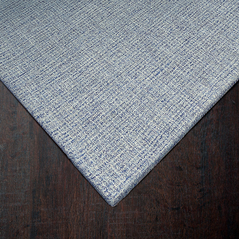 Tapis bleu en laine fabriqué à la main Carreon, Rectangle 8 pi x 11 pi