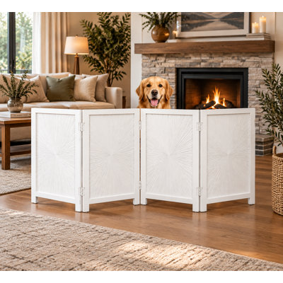 4-Panel Foldable Wooden Dog Gate
