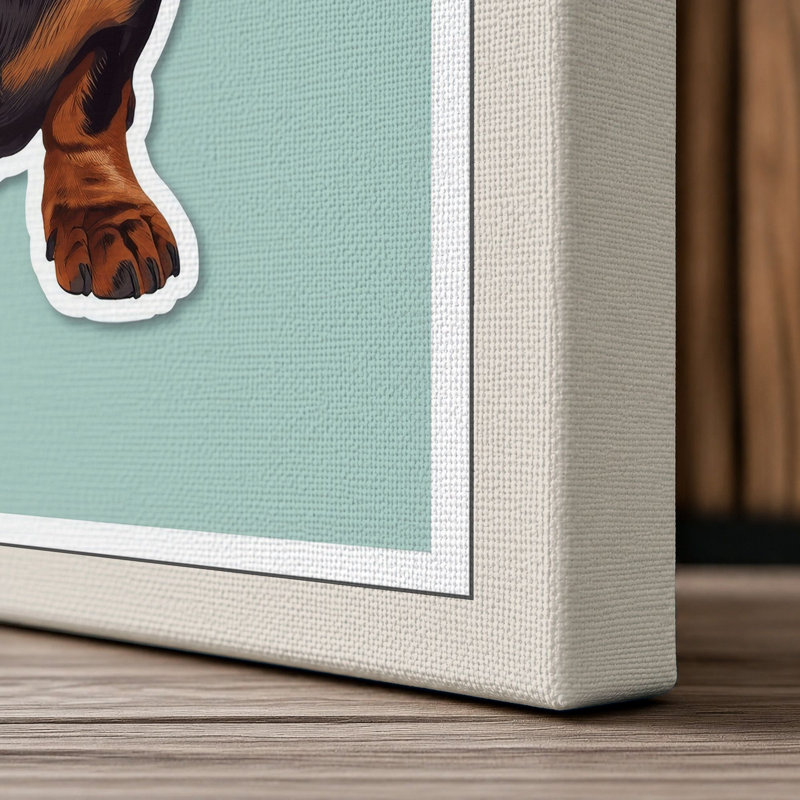 Dachshund Portrait Modern - Wrapped Canvas, 36x24 - 91.4 x 61.0 cm, Cream Border