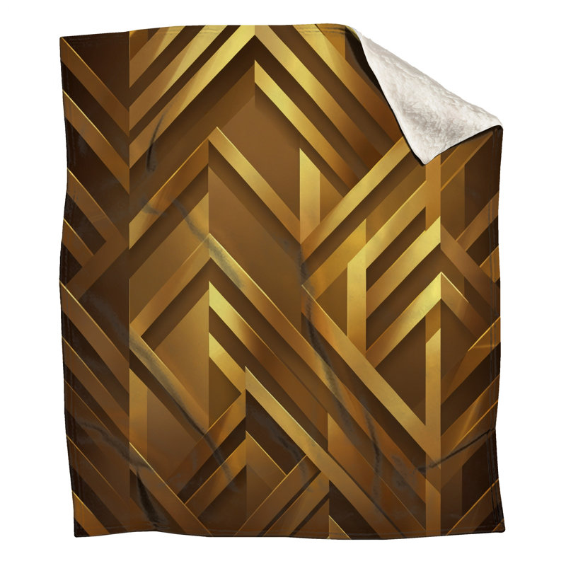 Couvertures dorées à motif de chevrons, L 50 po x H 60 po