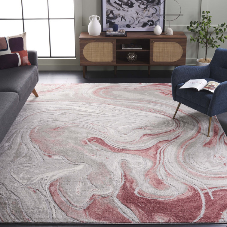 Dorinna Abstract Machine Woven Jute/Sisal/Polyester/Polypropylene Area Rug in Light Grey/Pink