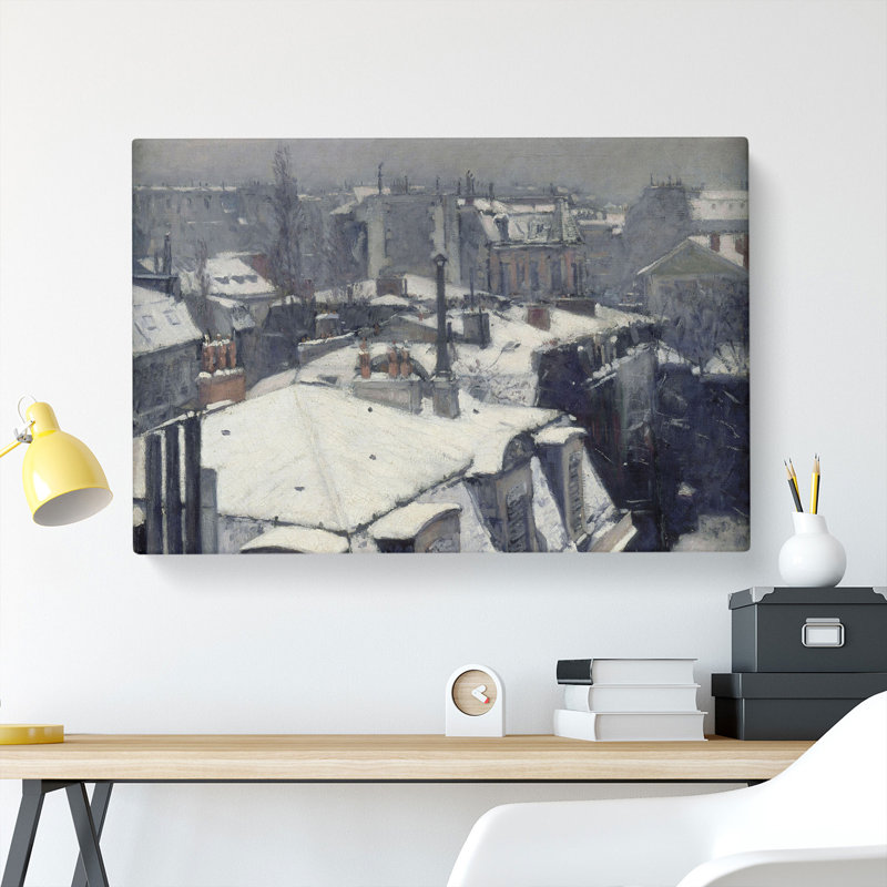 Rooftops In The Snow Vol.2 by Gustave Caillebotte - Wrapped Canvas Painting, 35cm H x 50cm W x 3cm D