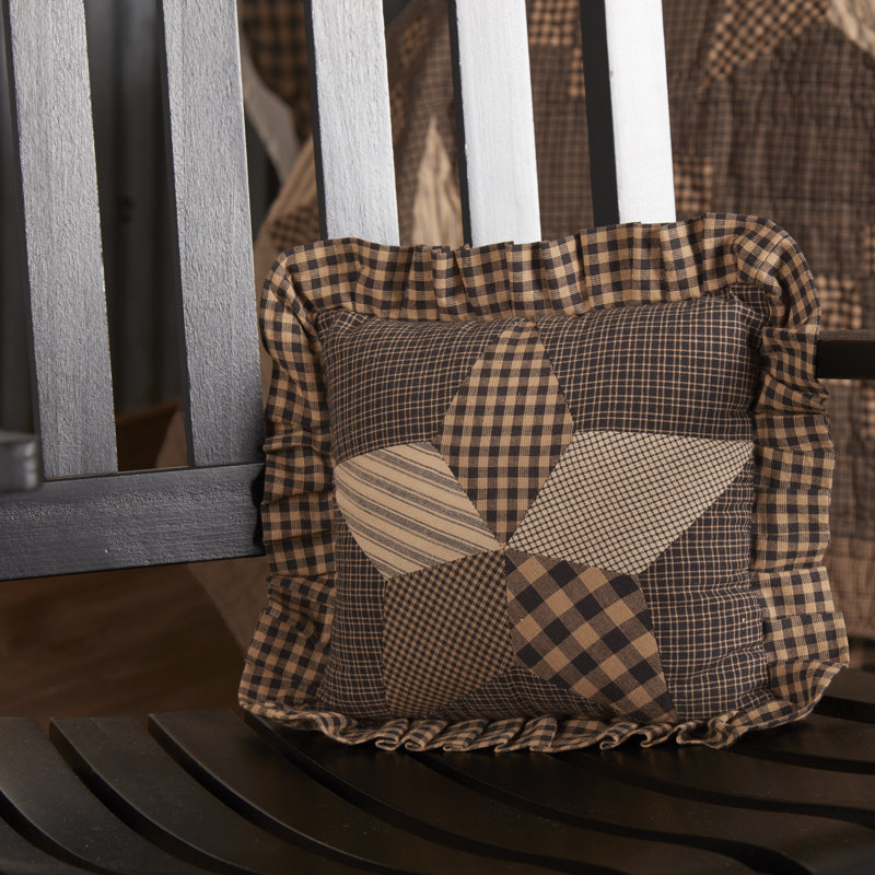 Farmhouse Star 10" Gray Cotton Accent Pillow