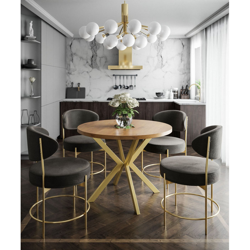 Alezia Round Dining Table, 76 H x 100 L x 176 W cm, Brown