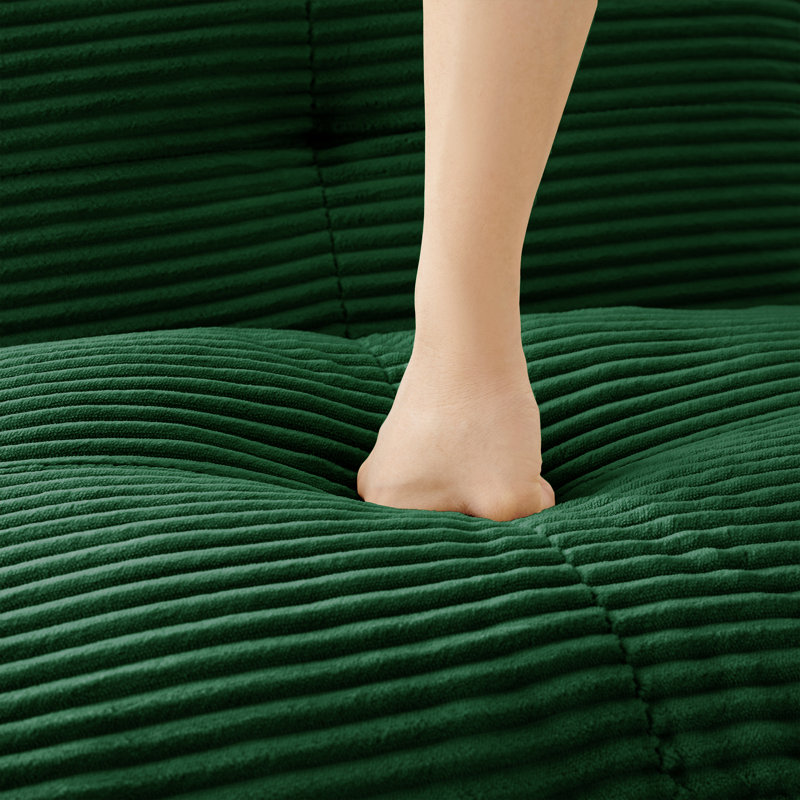 Repose-pieds en velours côtelé - vert, Green