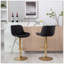 Repose-pieds chromé et base pivotante en velours à hauteur réglable et tabouret de bar simple doré, ensemble de 2, noir-1650159474-1650159473