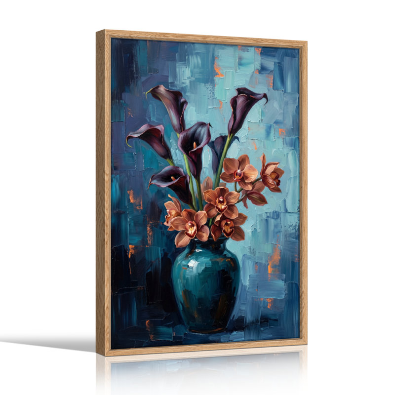 Ensemble de 1 tableau sur toile représentant un vase floral, 36"H x 24"W, Natural
