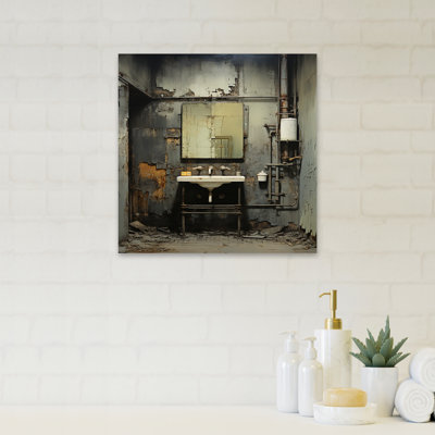 «Gray Industrial Minimalist Bath I» - art mural de salle de bain