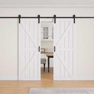 Porte de grange coulissante 84 po H 84 po | À peindre | Porte de placard avec quincaillerie de porte de grange