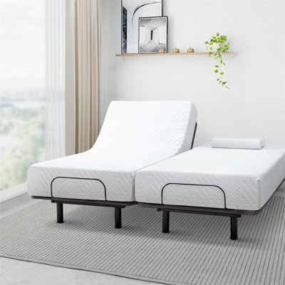 Zero Gravity Adjustable Bed with Massage and Wireless Remote, 8'' Memory Foam Mattress Include