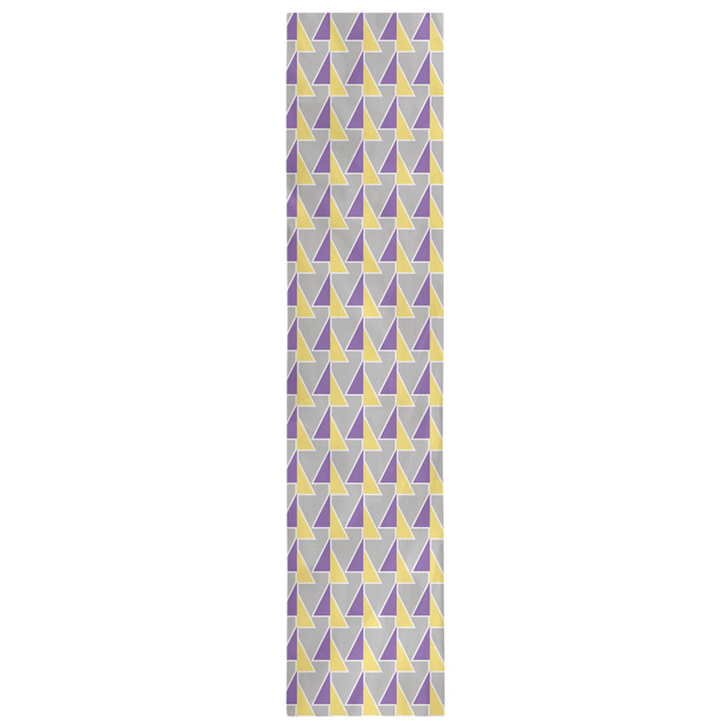 Chemin de table à flèches changeées, 16 po x 72 po, Mauve clair / jaune / gris