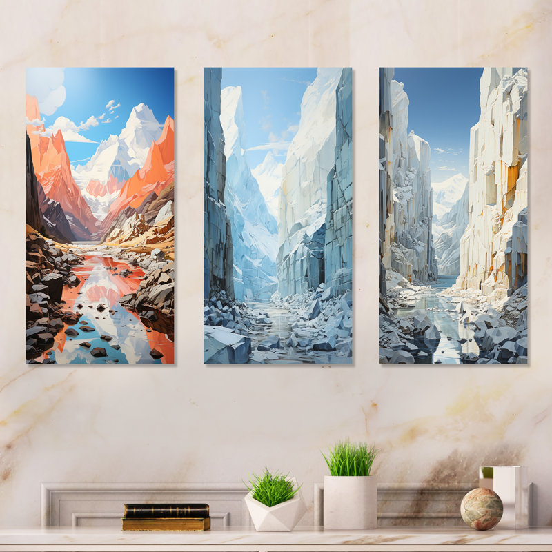 Winter Glacier Landscape In Canada - Glacier, ensemble de 4 reproductions d'art sur toile, Toile tendue, H 32 po x l 48 po