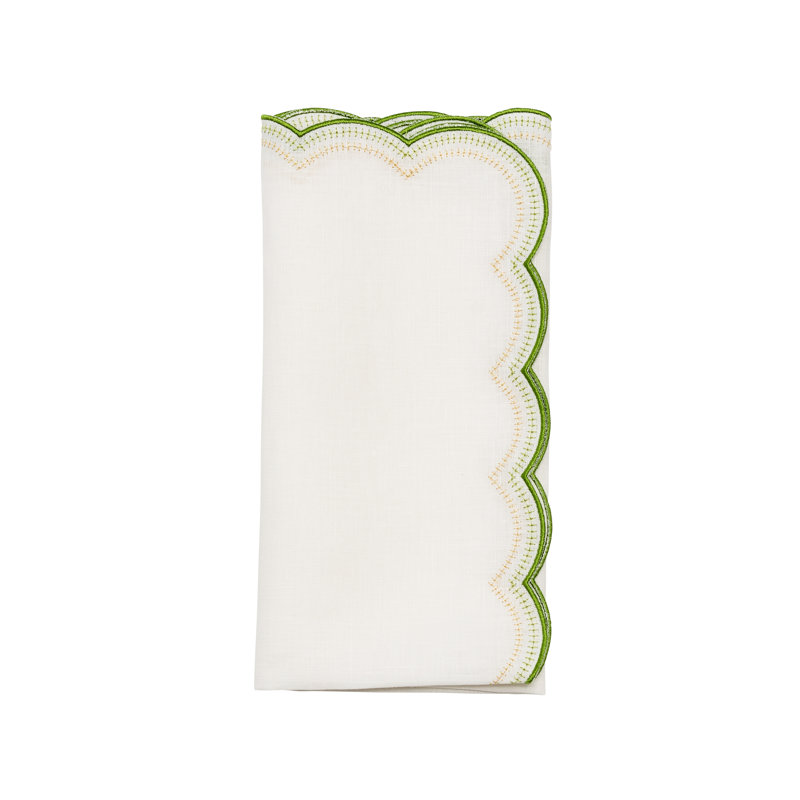 Lune Napkin, White/Green/Gold