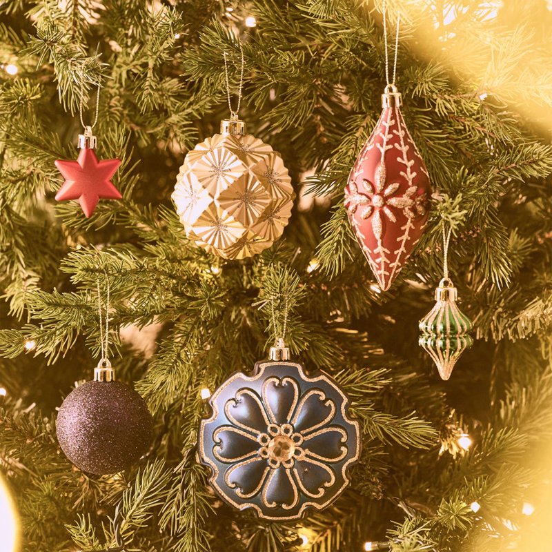  Ornements d'arbre de Noël, décorations d'arbre de Noël incassable rouge vert, bleu et or 155 carats, élégantes boules suspendues en vrac pour Noël, décoration de fête de mariage