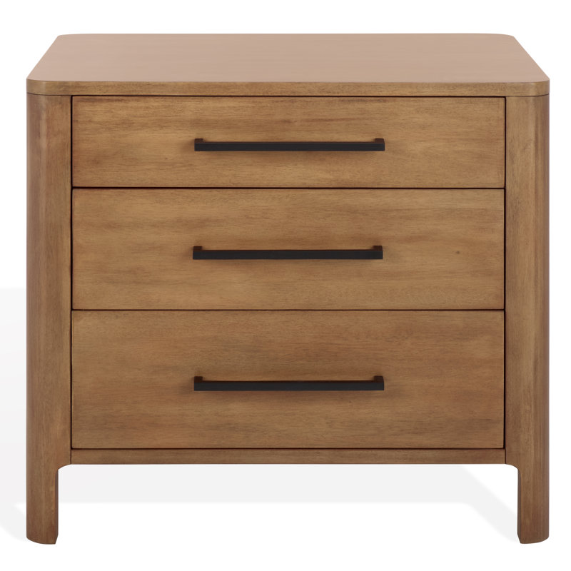 Abbiava 3 Drawer Wood Nightstand, Natural