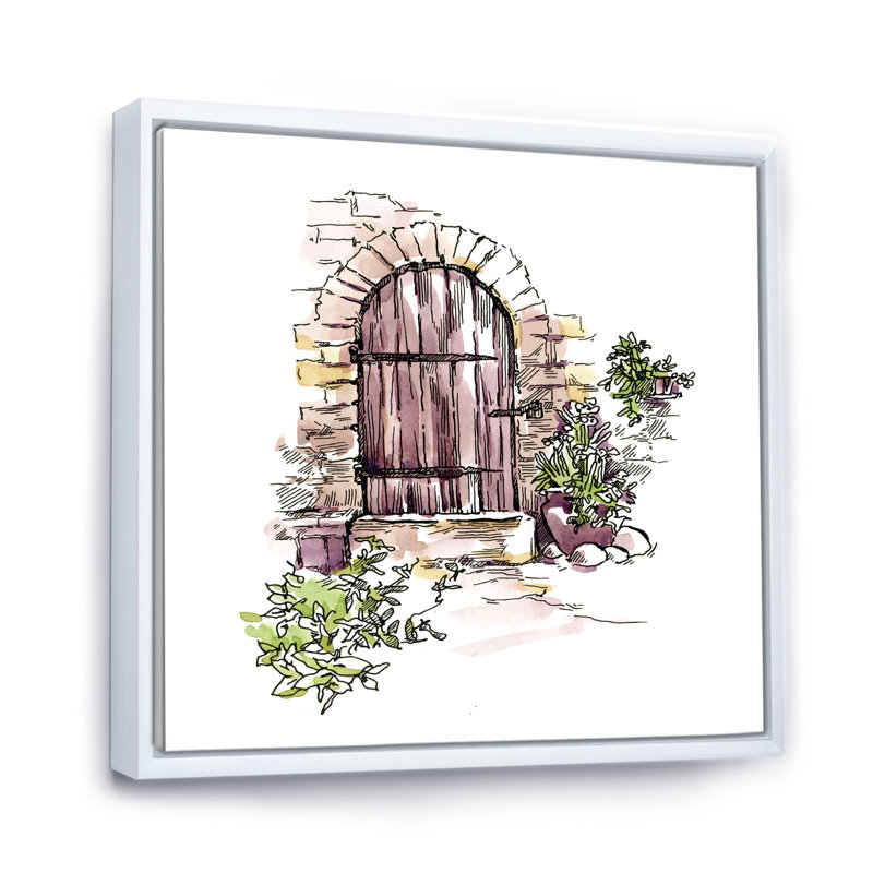 Vintage Old Europe View II - peinture sur toile encadrée, H 30 po x l 30 po x P 1 po, Cadre blanc