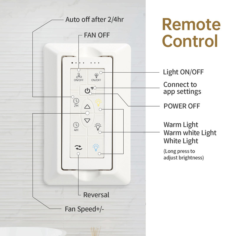 Ventilateur de plafond moderne de 52 pouces avec 3 lumières à intensité variable et 5 pales pour moteur à courant continu réversible