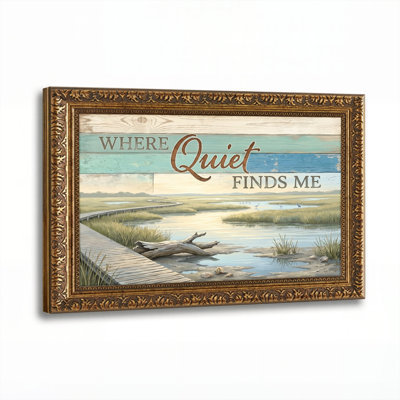 Walnut Gold Framed，Canvas Wall Art for Living Room, Bedroom, Office or Entryway – Decorative Wall Decor with Wooden Path