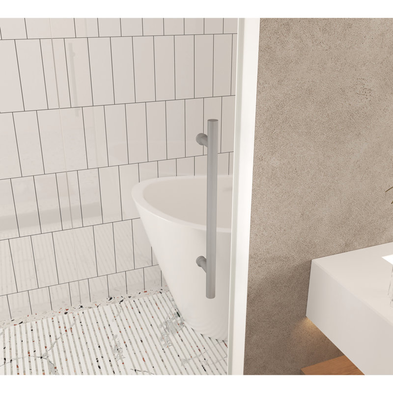 Shower Door 76" H 56 - 60" W 1/4" (6 Mm) Clear Tempered Glass Stainless Steel Handle Brushed Nickel Transmitting Large Wheels And Round Tracks For Quiet Smooth Sliding Water Blocking Strip X Proof