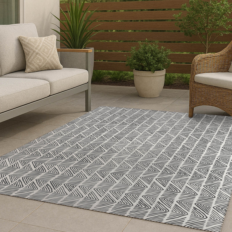 Tapis d'extérieur à rayures antidérapantes Chev, Rectangle 5 pi x 7 pi