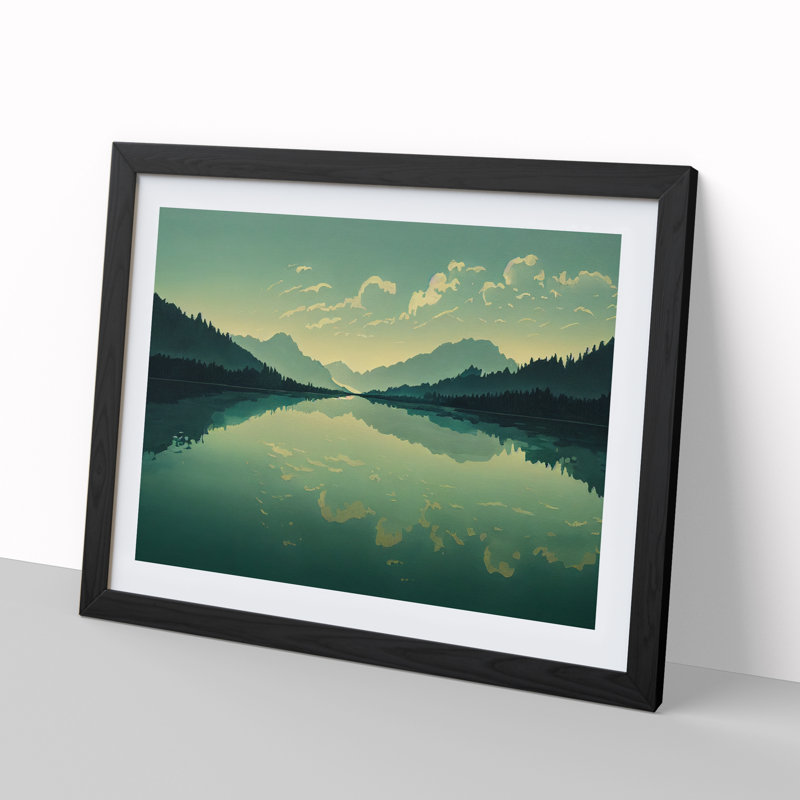 Mountain Lake Reflection Vol.6 - Framed Print, Black Framed, 46cm H x 64cm W x 2cm D