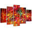 Red Abstraction - 5 Piece No Frame Print on Canvas-387855275