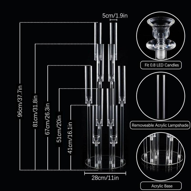 4pcs 10 Arms Clear Candlesticks Holder For Wedding Decorations, 4
