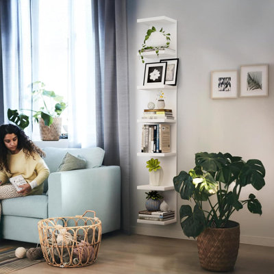 7-Tier Floating Wall Shelf Unit For Home Storage And Display, Versatile Wall-Mounted Shelves For Books, Shoes, Decor, And Essentials