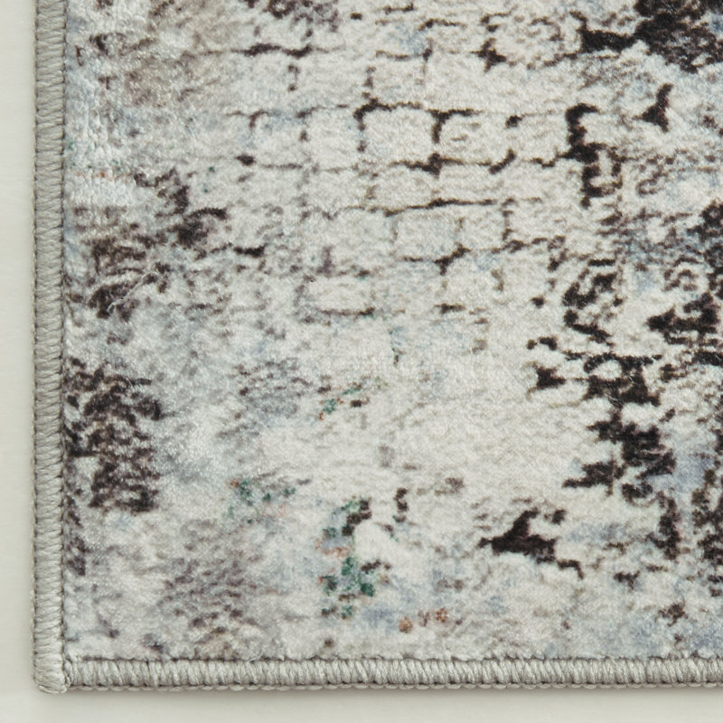 Vintage Distressed Teal Non-Slip Washable Area Rug, Rectangle 10' x 14'