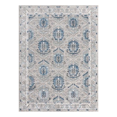 Tapis gris / ivoire / bleu Weingartner