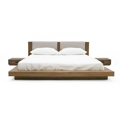 Noe Col Platform Bed, Upholstered, 2 Nightstands