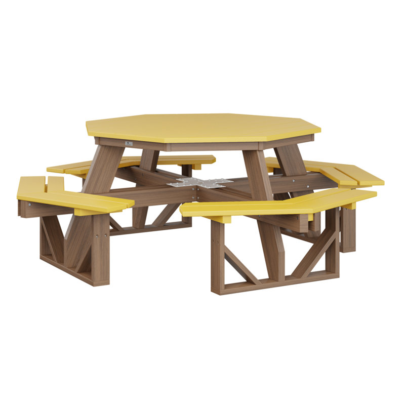 Table de pique-nique Ada, Sunburst Yellow Top/Antique Mahogany Base