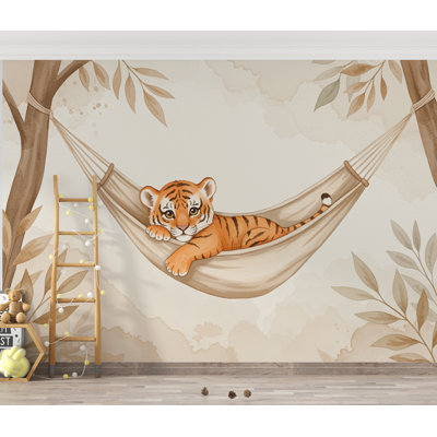 Baby Tiger Nursery Wall Art, Watercolor Jungle Animal Print, Cute Tiger Cub Illustration, Neutral Safari Nursery Decor, Kids Room Art  196DRE