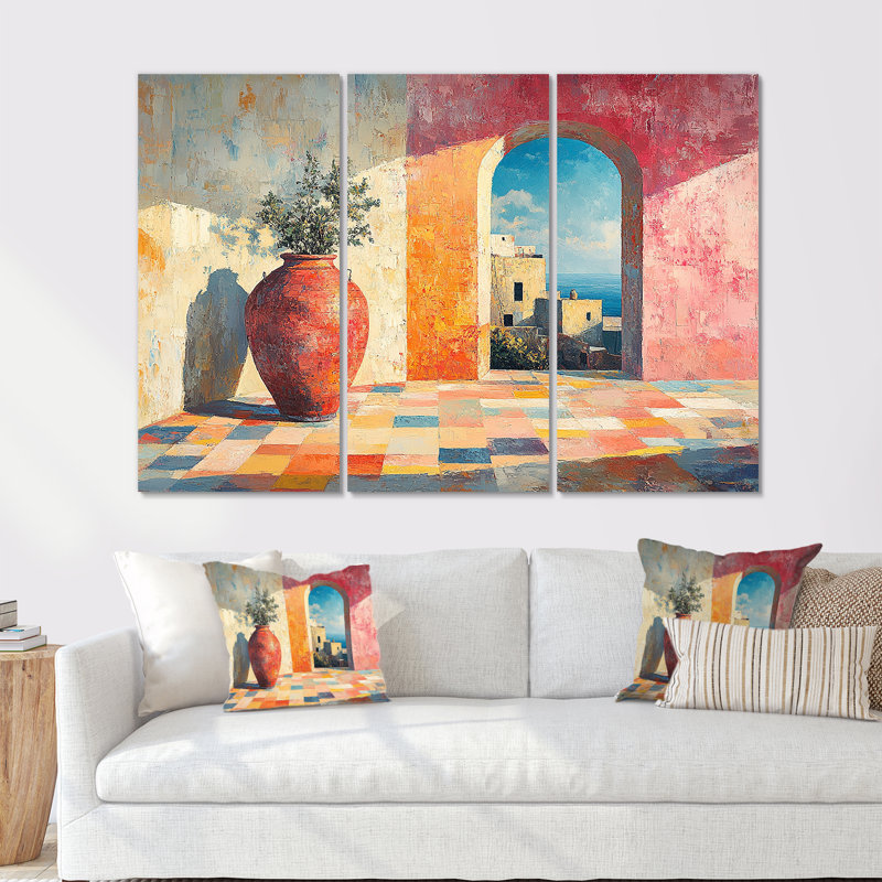 Rose Boho Pottery Sunrise Kiln - ensemble d'art mural Boho Pottery, Métal métal, H 28 po x l 36 po x P 1 po