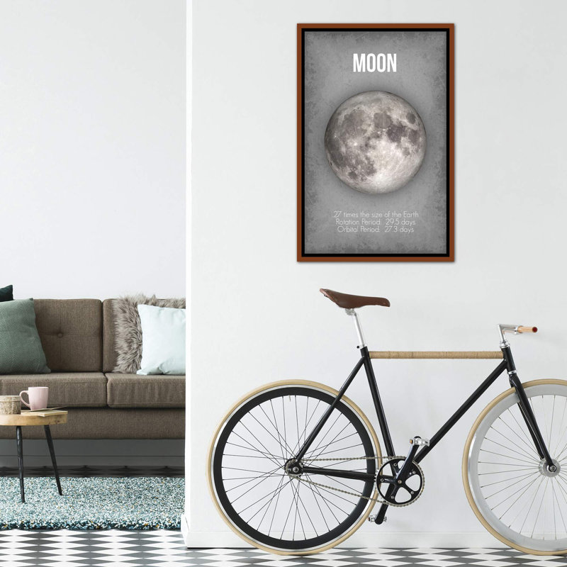 Décoration murale lune pour enfants, H 40 po x l 26 po x P 1,5 po, Toile classique avec cadre brun