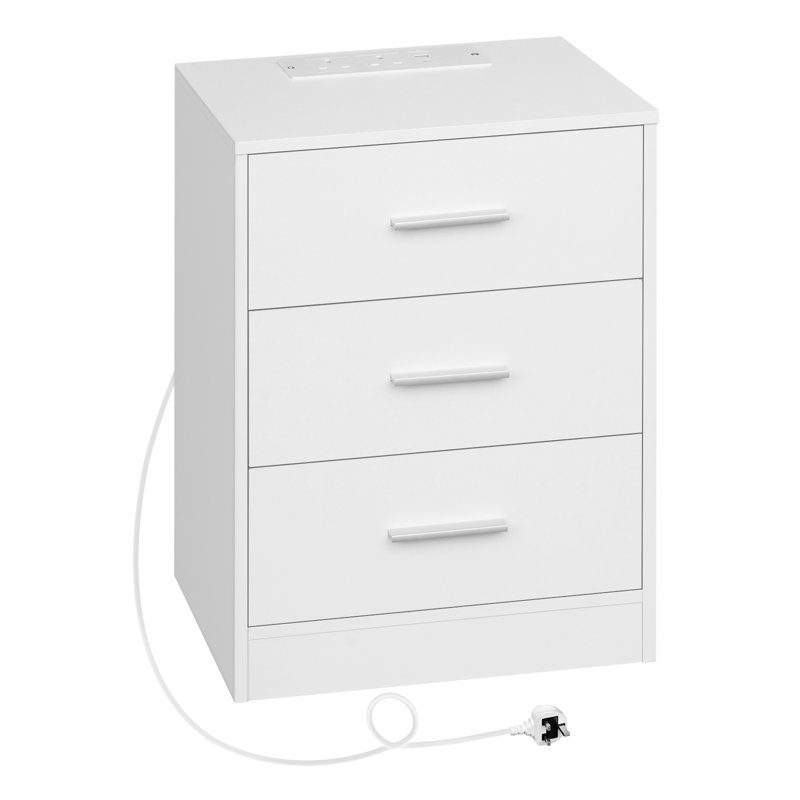39cm W Bedside Table, White
