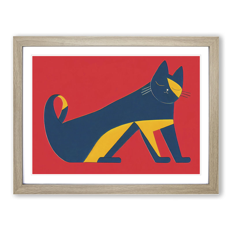 Abstract Cat Vol.6 - Framed Print, 34cm H x 46cm W x 2cm D, Oak