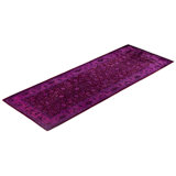 Overdyed Hand-Knotted Wool Modern-Contemporary Purple Runner 2' 7" x 7' 1"
