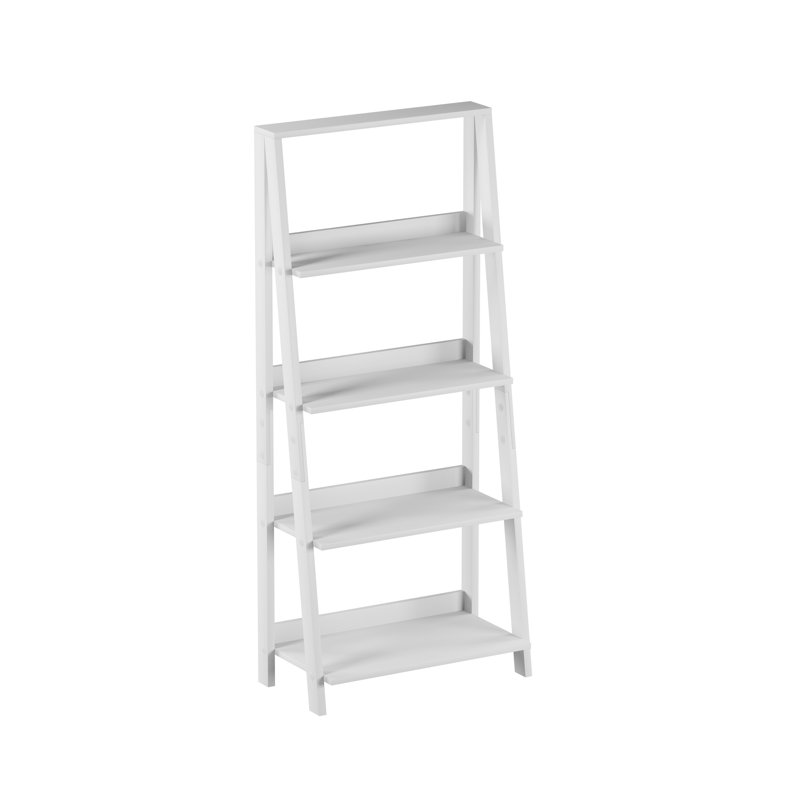 Lavish Home 24"L  x 13"W x 55.25"H 4-Tier Leaning Ladder Bookshelf, White, (4 Shelves) 55.25"H x 24"W x 13"D, White