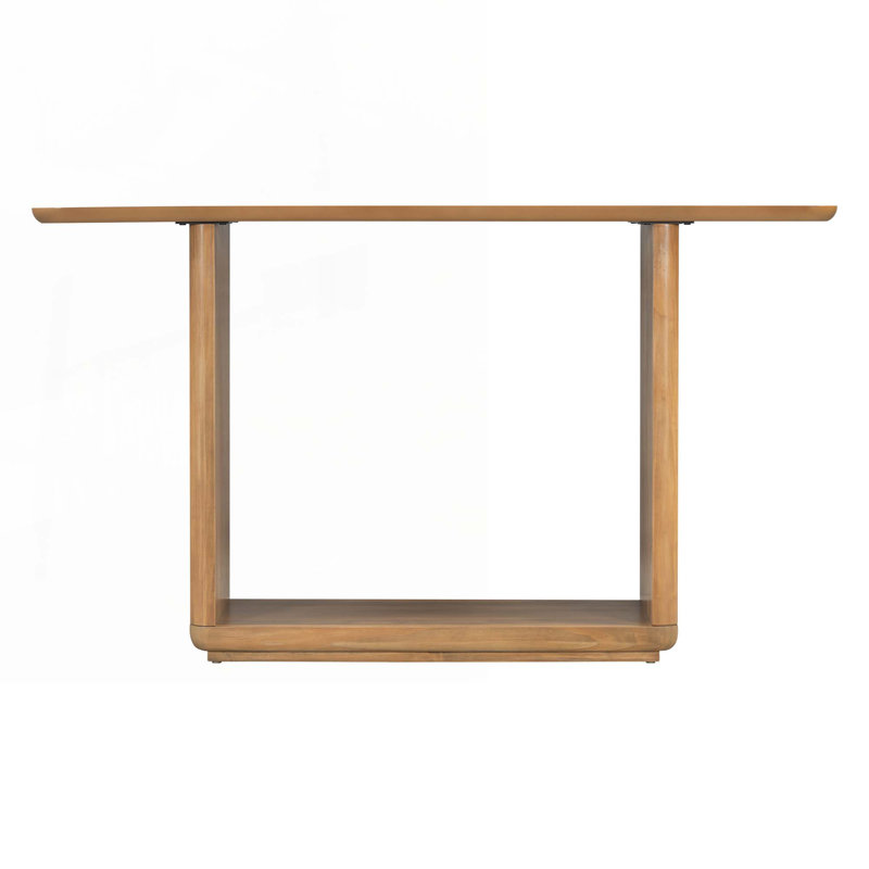 Console en bois avec coins arrondis, tablette, Brun