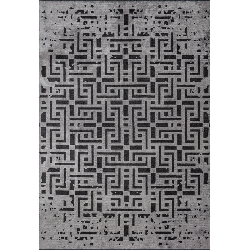 Rapture Black/Gray Geometric Luxury Area Rug, Rectangle 7'10" x 9'10"