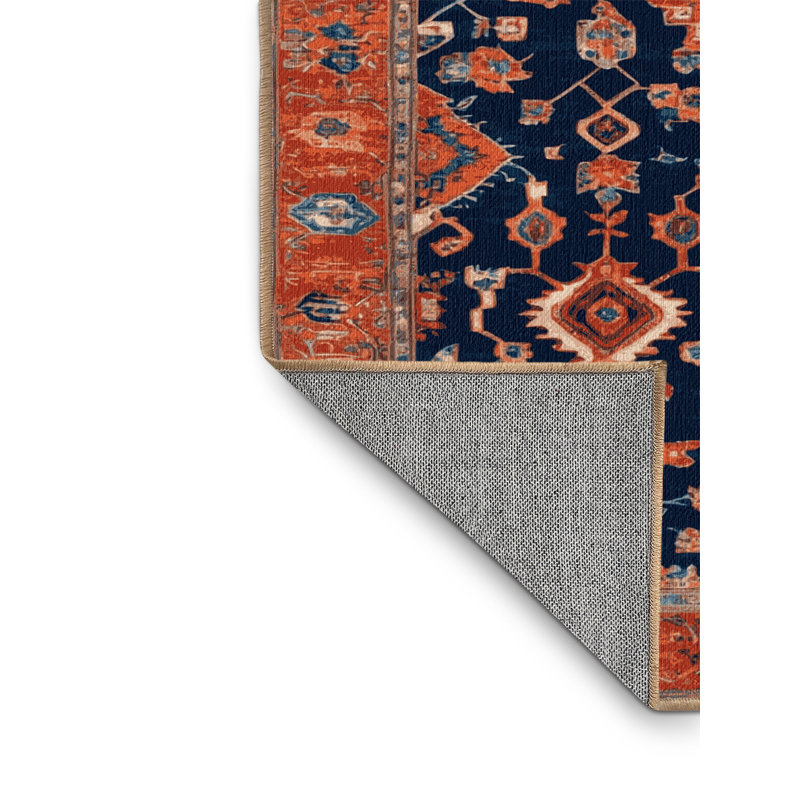 Machine Washable Tabriz Brown Area Rug, Square 3'