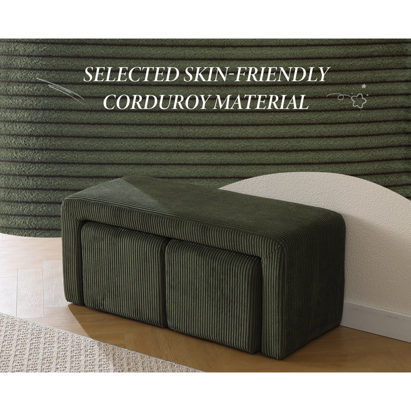 Faux Fur Upholstered Bench, Green