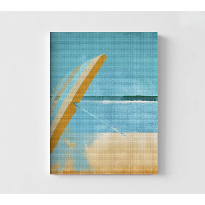 Reproduction d'affiche rétro de plage parapluie, plage hawaïenne encadrée, impression de plage de sable, reproduction d'art de parapluie de maison de plage rétro