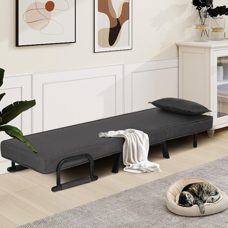 Fauteuil convertible 21,6 po avec dossier réglable à 5 positions et coussin, Noir