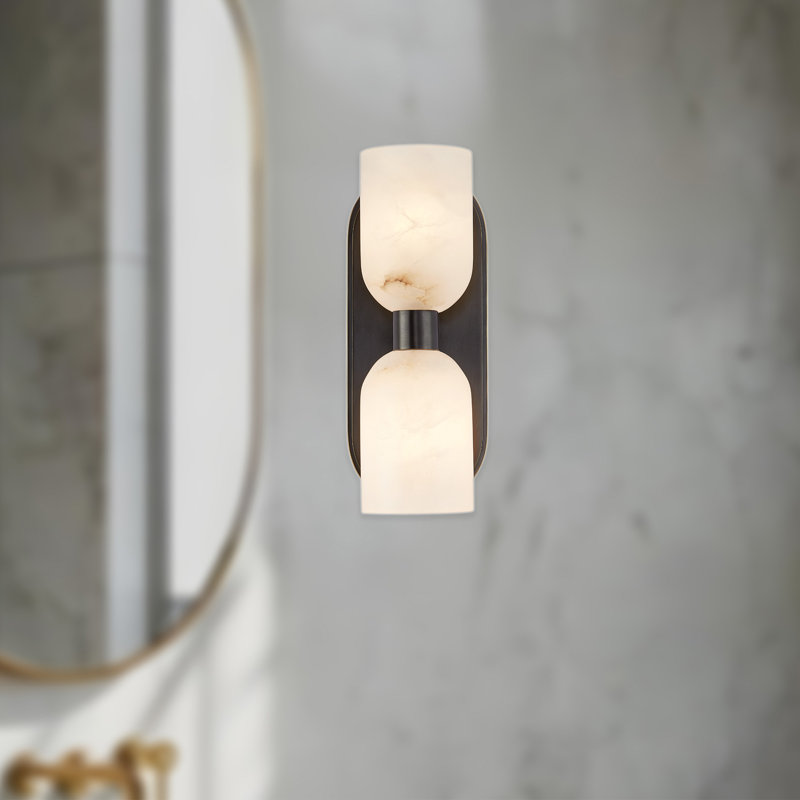 Éclairage pour meuble-lavabo 2 lumières Lucian, Albâtre / bronze urbain