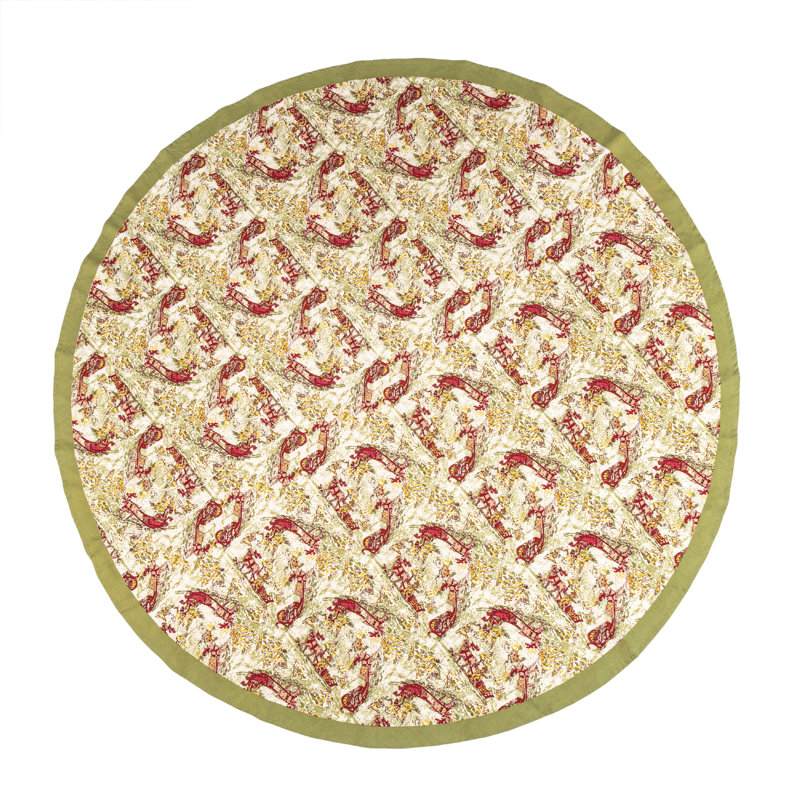 Nappe Leihum, 70 po rond, Vert/rouge