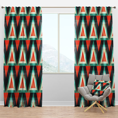 Colored Polygons - Bohemian Velvet Curtain - Room darkening - 1 panel